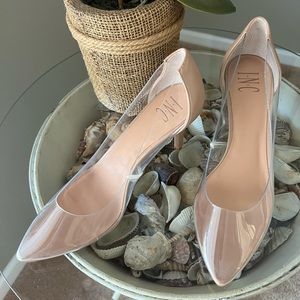 I.N.C  clear and beige vinyl heels
